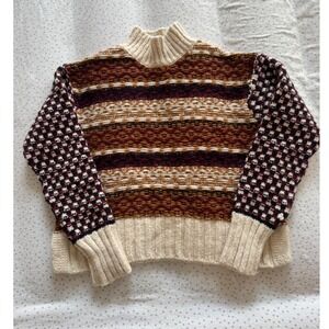 Veronica Beard Striped Knit Sweater Pullover Mock Neck Long Sleeve XS‎ Z2